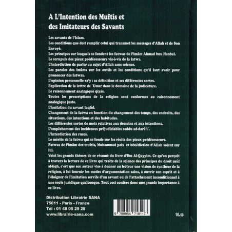 À l'intention des Muftis et des Imitateurs des Savants: L'essentiel du livre i'lam Al-Muwaqqi'in, de L'imam Ibn Al-Qayyim