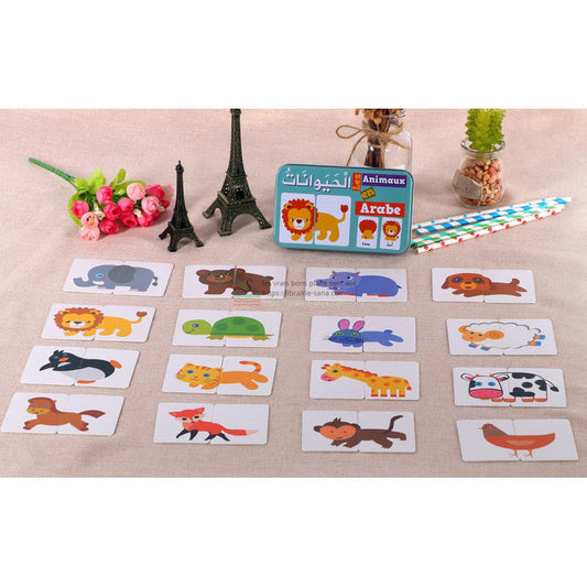 Ma boîte puzzle DUO Les Animaux: 32 pièces (boîte métallique) - Arabe/Français